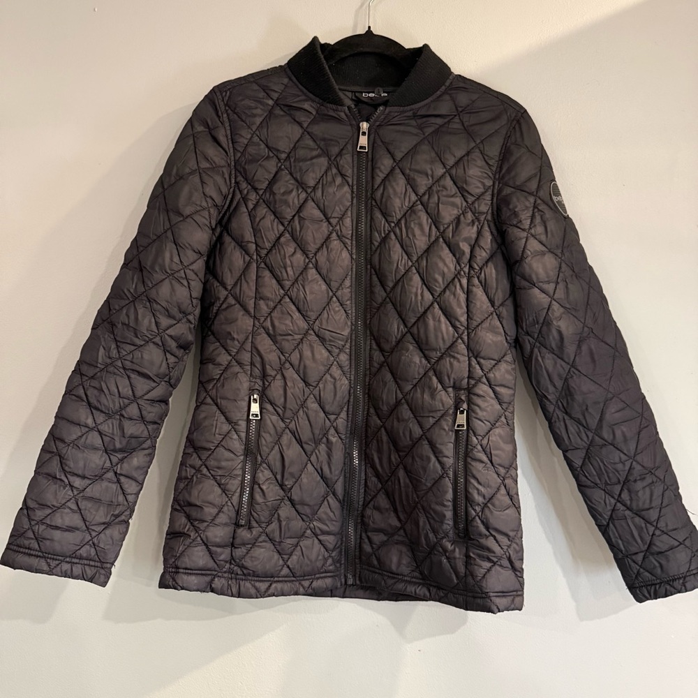 bebe Charcoal Quilted Puffer Jacket